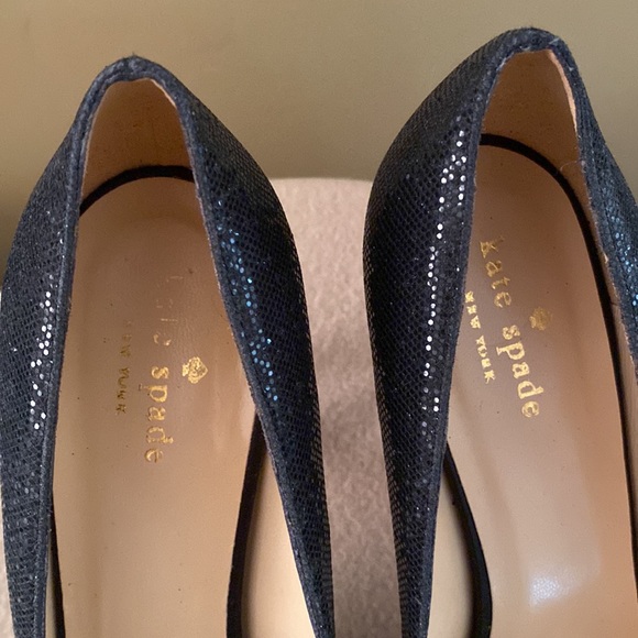 Kate Spade black sparkle peep toe heels in excellent condition - Picture 2 of 11
